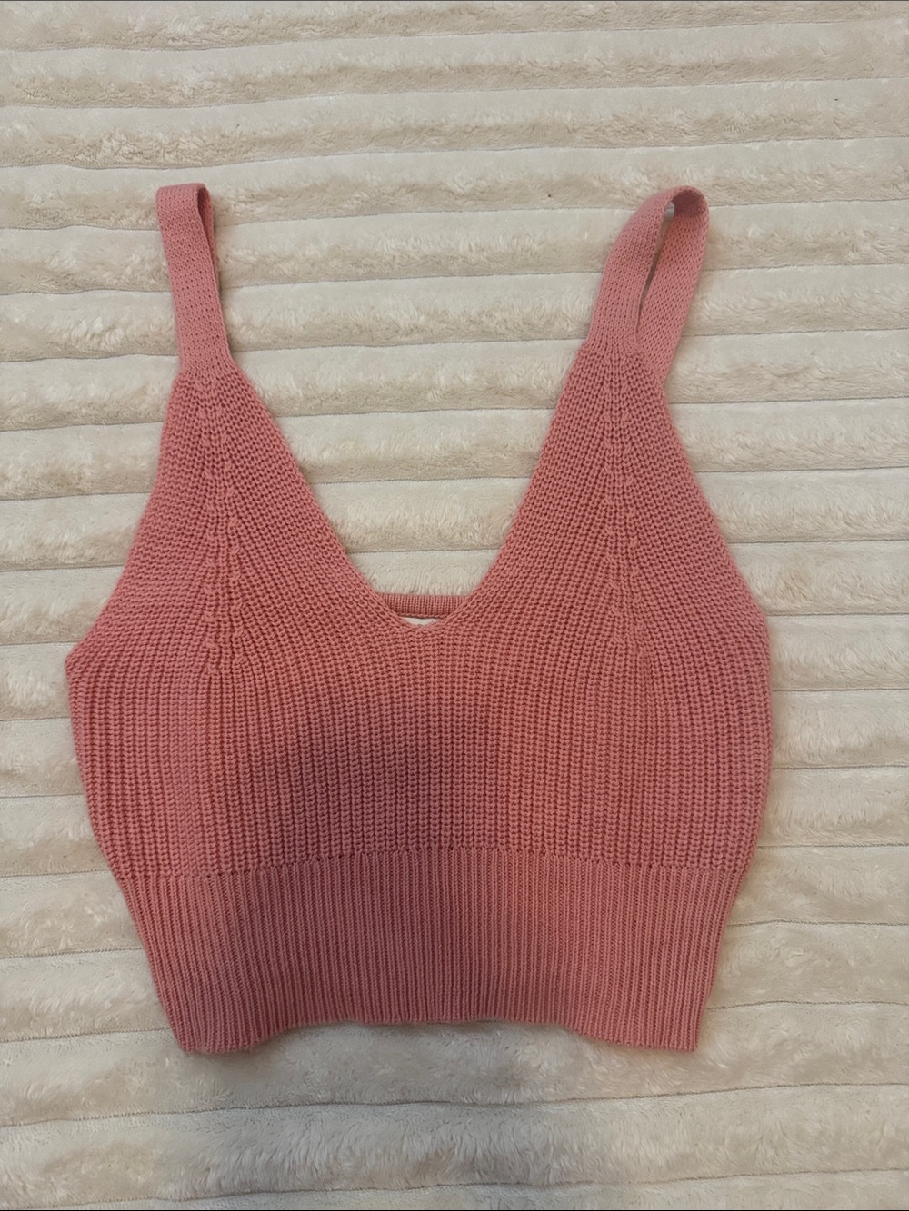 Z Supply Knit Crop Tank Top Small Pink Sweater Brami V-Neck